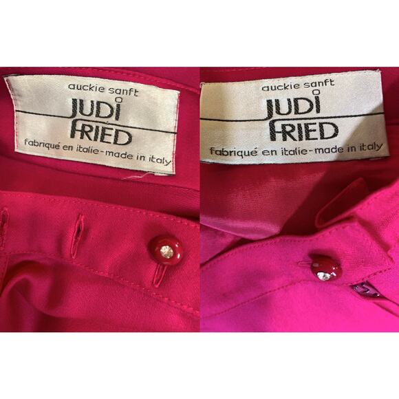 80s Hot Pink Midi Skirt & Asymmetrical Blouse Set | Auckie Sanft Italy | W 25' - Picture 8 of 13